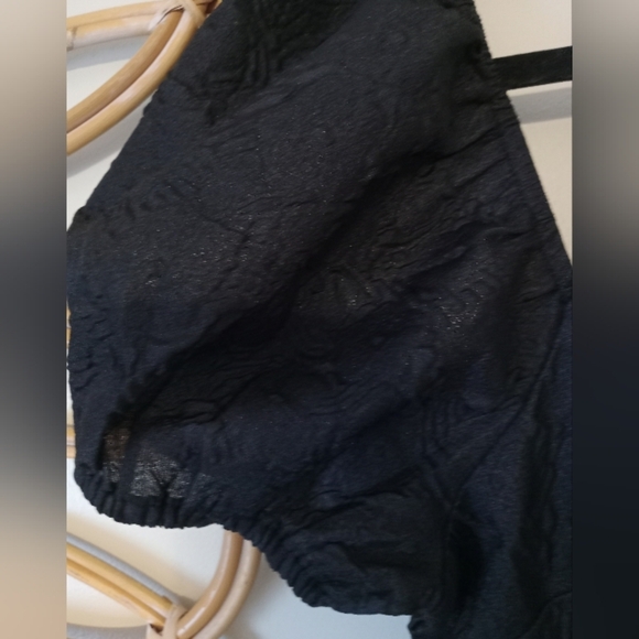 Lulus Adorable Mood Black Floral Jacquard Puff Sleeve Babydoll Dress Size M - Picture 5 of 13